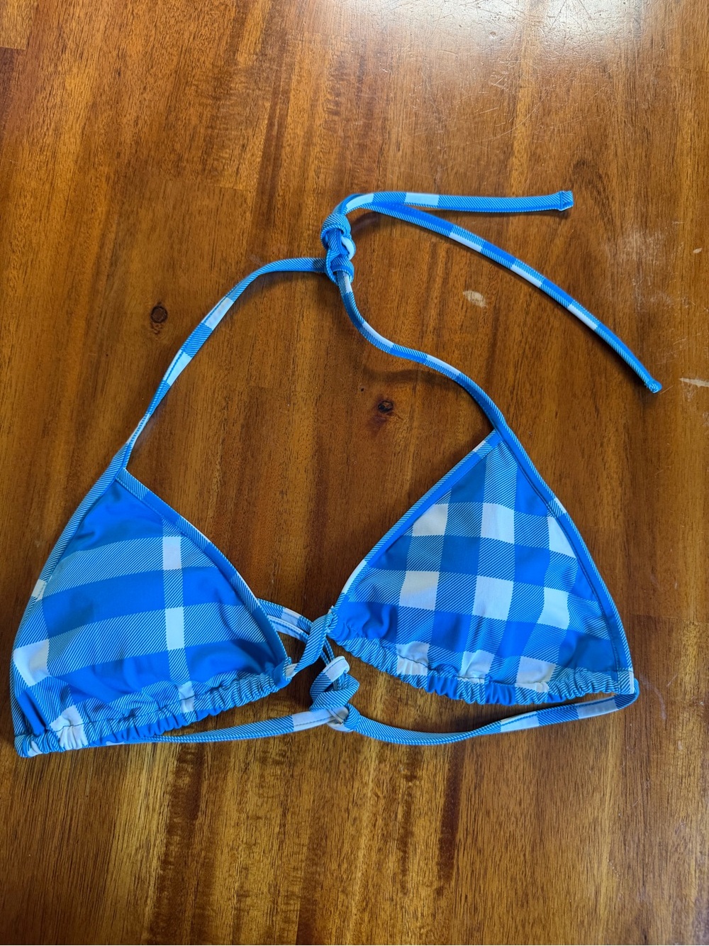 Burberry Blue Plaid Triangle Bikini Top